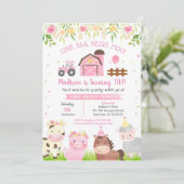 農業納屋周囲の庭動物第2誕生日招待状 招待状 (スタンド正面)