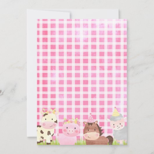 農業納屋周囲の庭動物第2誕生日招待状 招待状 (裏面)