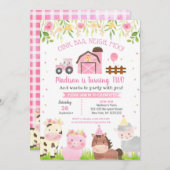 農業納屋周囲の庭動物第2誕生日招待状 招待状 (正面/裏面)