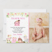 農業納屋周囲の庭動物誕生日サンキューカード 招待状 (正面)