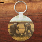 農民がジャガイモを植えるビンセント・ヴァン・ゴッホ キーホルダー (正面)