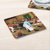 『農民の婚礼』、ピーテル・ブリューゲル スクエアペーパーコースター (アングル)