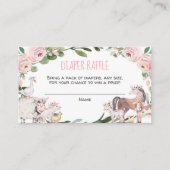 農産動物女の子の赤ちゃんシャワーおむつラッフルカード エンクロージャーカード (正面)
