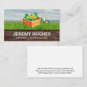 農産物で一杯の木箱 | 農地牽引機 名刺 (正面/裏面)