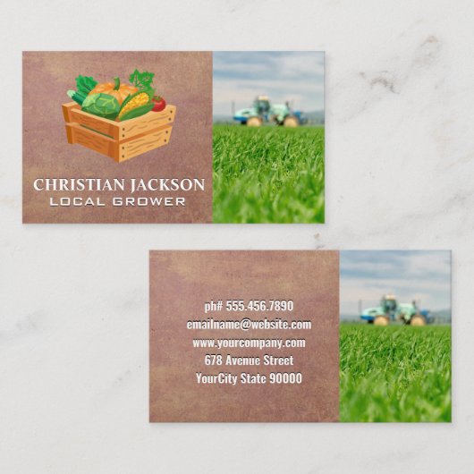 農産物の木箱 | 農家オントラクター 名刺 (正面/裏面)