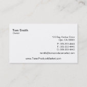 農産物市場の名刺 名刺 (裏面)