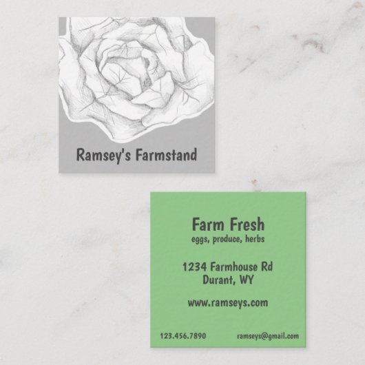 農産物用キャベツ野菜の生鮮農産物 スクエア名刺 (正面/裏面)