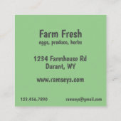 農産物用キャベツ野菜の生鮮農産物 スクエア名刺 (裏面)