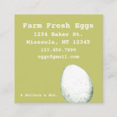 農産生卵の食用緑色 スクエア名刺 (正面)