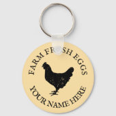 農産生卵チキンシルエット名前をカスタムする キーホルダー (裏面)