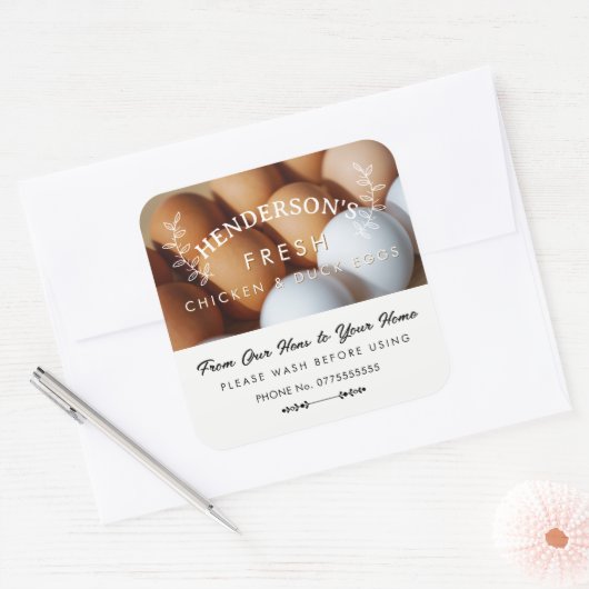 農産生卵名前をカスタムするラベル、卵カートン スクエアシール (封筒)
