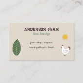 農産生卵 – 鶏、太陽、葉 名刺 (正面)