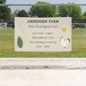 農産生卵 – 鶏、太陽、葉 横断幕 (インサイチュ)