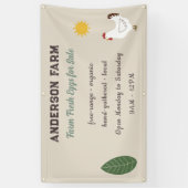 農産生卵 – 鶏、太陽、葉 横断幕 (縦)