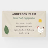 農産生卵 – 鶏、太陽、葉 横断幕 (横)