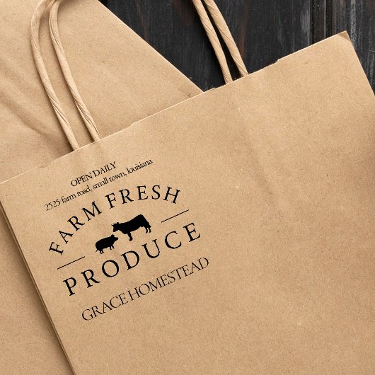 農産直産豚の牛の農家市場の名前を追加 ラバースタンプ