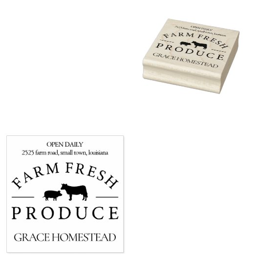 農産直産豚の牛の農家市場の名前を追加 ラバースタンプ (押印)