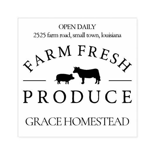 農産直産豚の牛の農家市場の名前を追加 ラバースタンプ (インプリント)