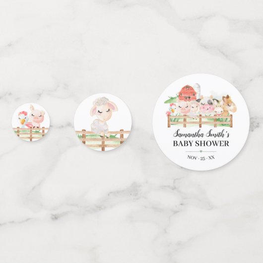 農産赤ちゃん動物赤ちゃんシャワー紙吹雪 コンフェッティ (裏面)