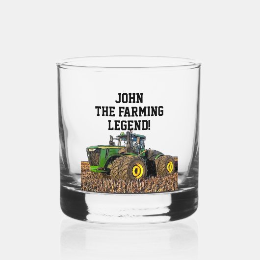 農用トラクおもしろいタ重機オペレータ ウイスキーグラス (正面)