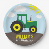 農用トラクタ誕生日 ペーパープレート (正面)