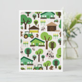 農用動物用トラクター子供の誕生日招待 招待状 (スタンド正面)