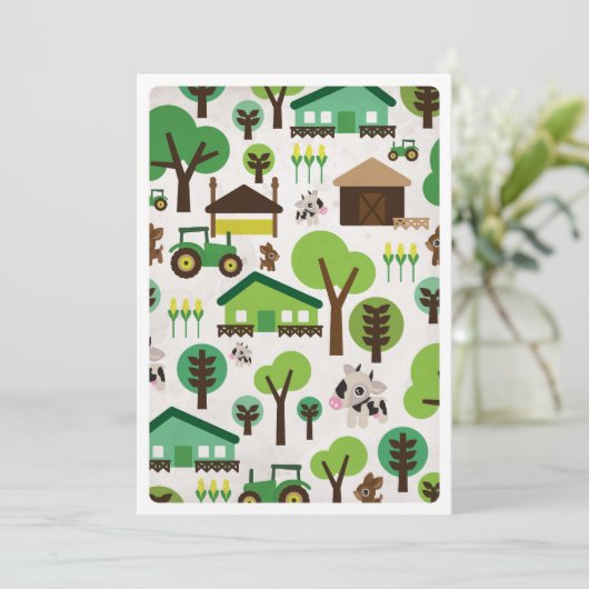 農用動物用トラクター子供の誕生日招待 招待状 (スタンド正面)