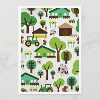 農用動物用トラクター子供の誕生日招待 招待状