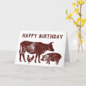 農用動物誕生日カードベジタリアン カード (黄色い花)