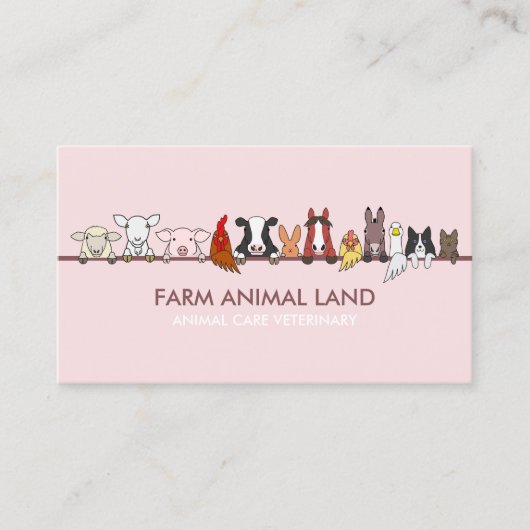 農畜動物獣医 ピンク 名刺 (正面)