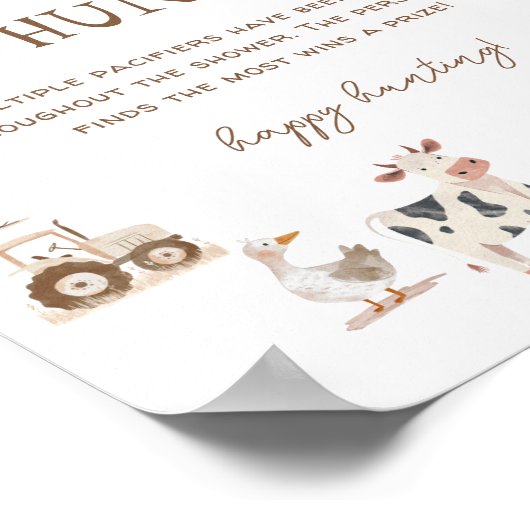 農畜産赤ちゃんシャワーおしゃぶり狩りゲーム ポスター (角)