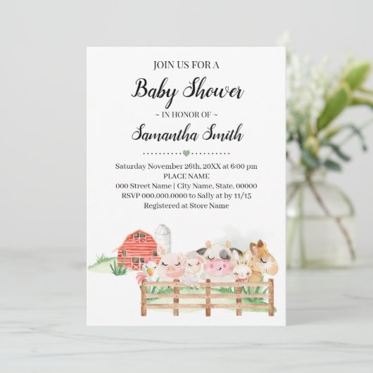 農畜産赤ちゃんシャワー国産動物 招待状 (スタンド正面)