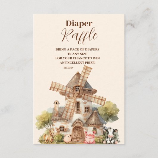 農素朴動物のラフ男女兼用おむつ エンクロージャーカード (正面)