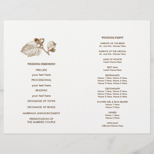 農素朴園結婚折り畳みプログラム (裏面)