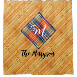 農素朴場木材用プライド、家族の名前モノグラムの シャワーカーテン