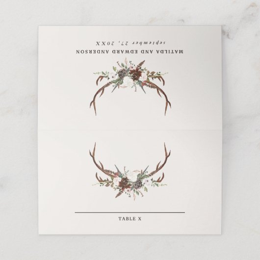農素朴家植物性スタグシック結婚テーブル プレイスカード (外部開封)