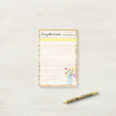 農素朴家、ランプ、花4" x 6" ポストイット (デスク上)
