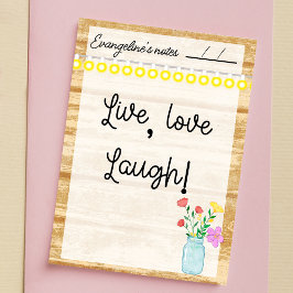 農素朴家、ランプ、花4" x 6" ポストイット