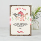 農素朴畜動物の赤ちゃんシャワーカード 招待状 (スタンド正面)