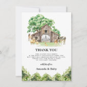 農素朴畜産赤ちゃんシャワーサンキューカード 招待状 (正面)