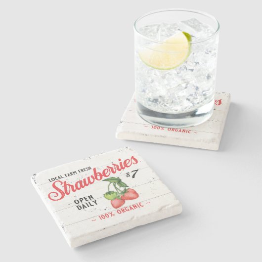 農耕生イチゴいちごパッチファームハウス ストーンコースター (横)