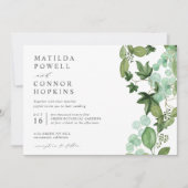 辺寺 | モダン IVY Blue Garden Botanical結婚 招待状 (正面)