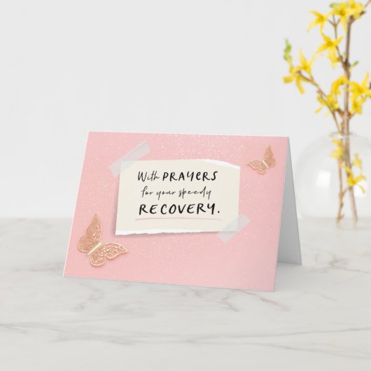 迅速な回復のための祈りの言葉付き カード (黄色い花)