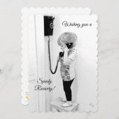 迅速な回復、子供、古い電話、B&Wの芸術 シーズンカード (正面/裏面)