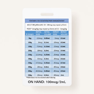 迅速な投与RE: RSI鎮静および痛み用フェンタニル バッジ