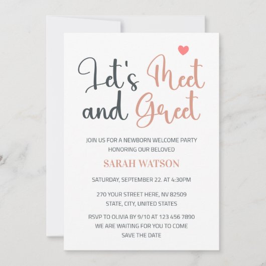 迎え迎え生まれたばかりのパーティの招待状 招待状 (正面)