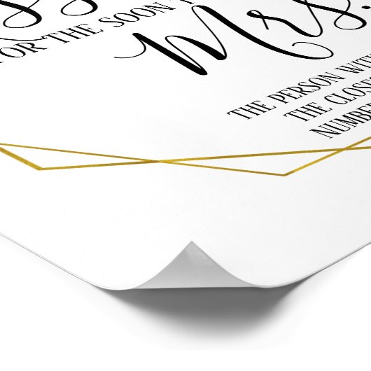 近々ミセスになる方へのキスの数当て看板 ポスター (角)