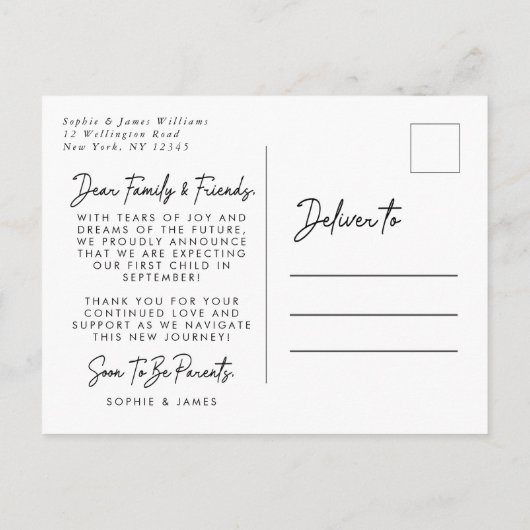 近い来写真の妊娠 案内ポストカード (裏面)