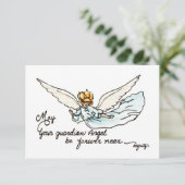近くで優雅に見る天使の水彩画 サンキューカード (スタンド正面)