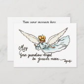 近くで優雅に見る天使の水彩画 サンキューカード (正面/裏面)